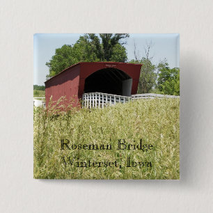 Badge Carré 5 Cm Pont Winterset, Iowa de Roseman