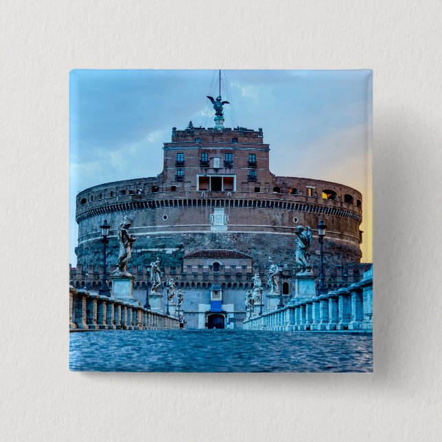 Badge Carré 5 Cm Ponte Sant'Angelo à l'aube - Rome Italie (Devant)