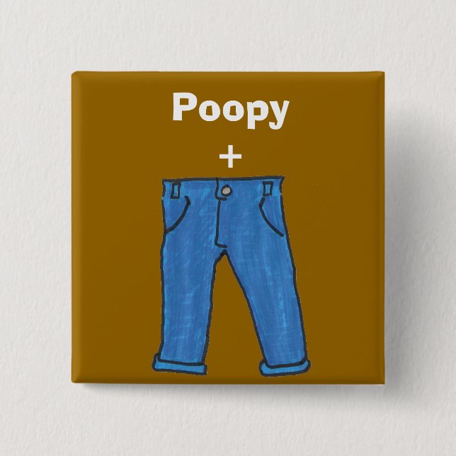 Badge Carré 5 Cm Poopy halète le bouton (Devant)