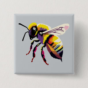 Badge Carré 5 Cm Pop art Bee