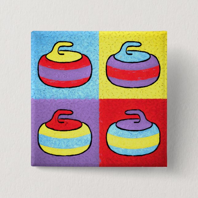 Badge Carré 5 Cm Pop Art Rocks Curling Design (Devant)