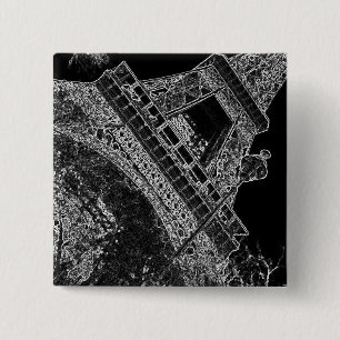 Badge Carré 5 Cm Pop Art Tour Eiffel Paris