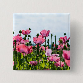 Badge Carré 5 Cm Poppies roses