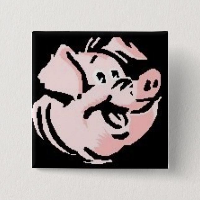 Badge Carré 5 Cm Porc heureux (Devant)