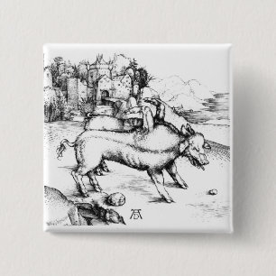 Badge Carré 5 Cm Porc monstrueux