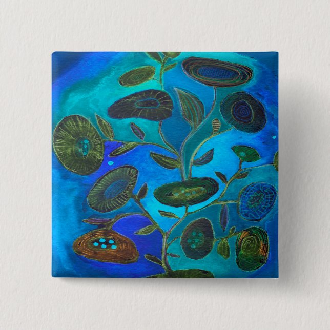 Badge Carré 5 Cm porte - clé de nuit bleue (Devant)