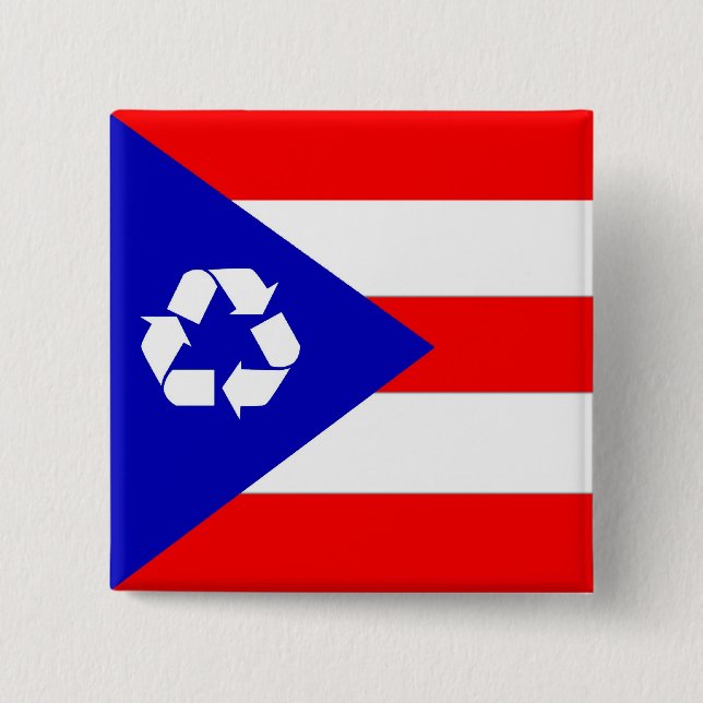 Badge Carré 5 Cm Porto Rico réutilisent le drapeau (Devant)