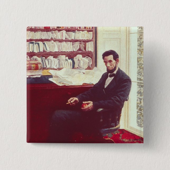 Badge Carré 5 Cm Portrait d'Abraham Lincoln (Devant)