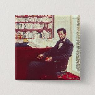 Badge Carré 5 Cm Portrait d'Abraham Lincoln