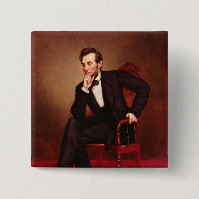 Badge Carré 5 Cm Portrait d'Abraham Lincoln (Devant)
