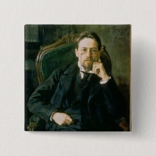 Badge Carré 5 Cm Portrait d'Anton Pavlovich Chekhov, 1898