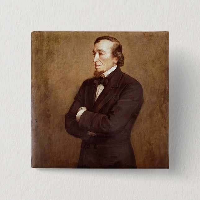 Badge Carré 5 Cm Portrait de Benjamin Disraeli (Devant)