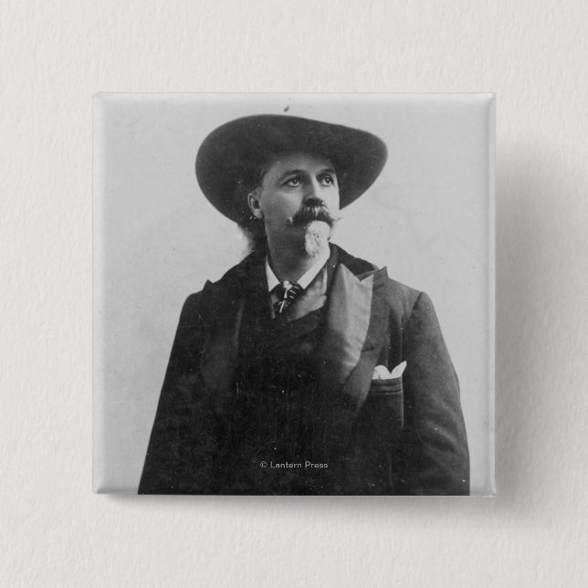 Badge Carré 5 Cm Portrait de Buffalo Bill (Devant)