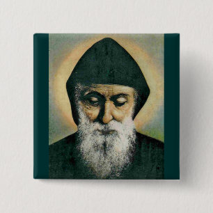 Badge Carré 5 Cm Portrait de Charbel de saint