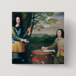 Badge Carré 5 Cm Portrait de Charles I et monsieur Edouard Walker