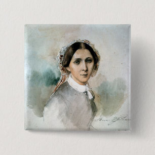 Badge Carré 5 Cm Portrait de Clara Schumann 1853