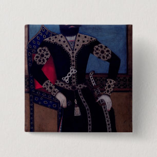 Badge Carré 5 Cm Portrait de Fath-Ali, Shah de l'Iran,