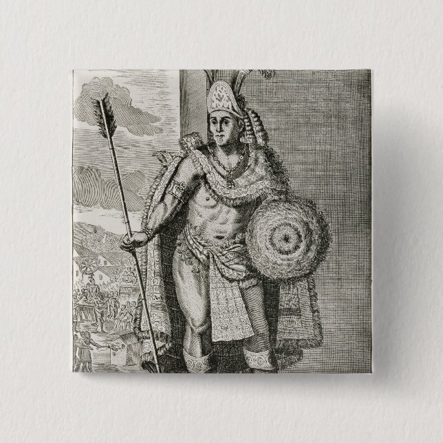 Badge Carré 5 Cm Portrait de Montezuma II (Devant)