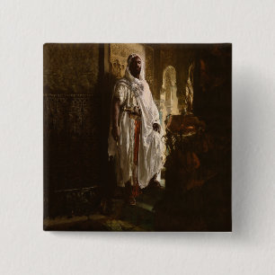 Badge Carré 5 Cm Portrait de peinture d'art africain de chef maure