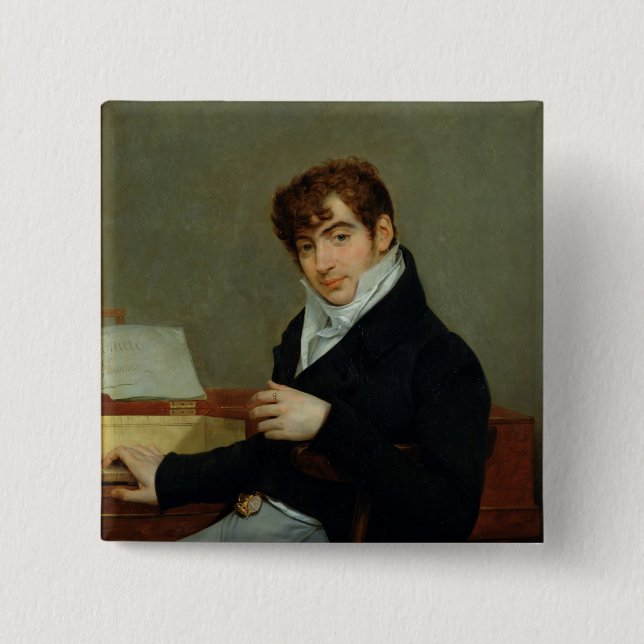 Badge Carré 5 Cm Portrait de Pierre Zimmermann 1808 (Devant)