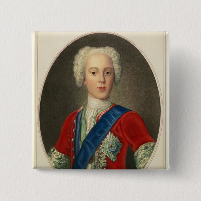 Badge Carré 5 Cm Portrait de prince Charles Edouard (Devant)