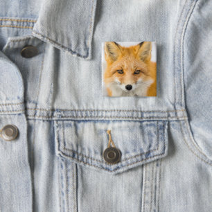 Badge Carré 5 Cm Portrait de renard roux