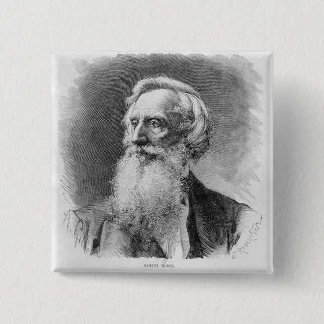 Badge Carré 5 Cm Portrait de Samuel Morse (Devant)
