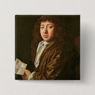 Badge Carré 5 Cm Portrait de Samuel Pepys 1666