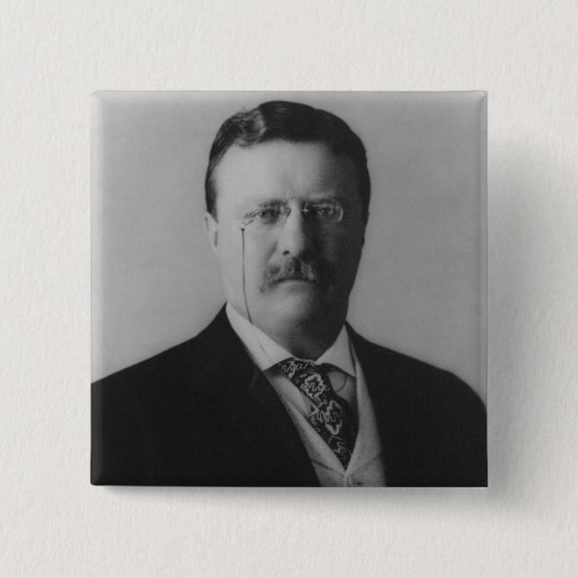 Badge Carré 5 Cm Portrait de Theodore Roosevelt (Devant)