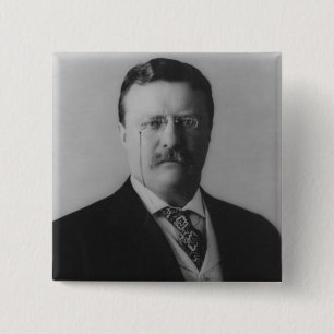 Badge Carré 5 Cm Portrait de Theodore Roosevelt