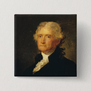 Badge Carré 5 Cm Portrait de Thomas Jefferson