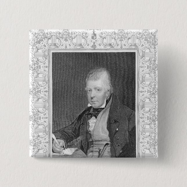 Badge Carré 5 Cm Portrait de Walter Scott (Devant)