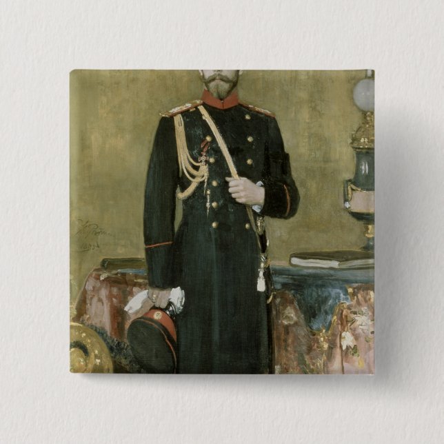 Badge Carré 5 Cm Portrait d'empereur Nicholas II 1895 (Devant)