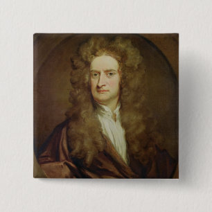 Badge Carré 5 Cm Portrait d'Isaac Newton 1702