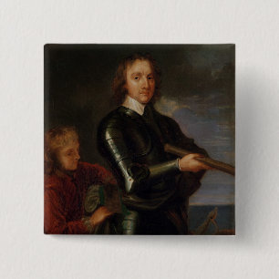 Badge Carré 5 Cm Portrait d'Oliver Cromwell