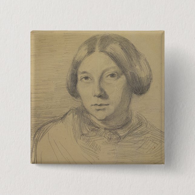 Badge Carré 5 Cm Portrait d'une femme, probablement George Sand (Devant)