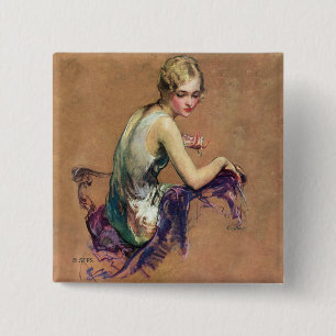 Badge Carré 5 Cm Portrait en pastel