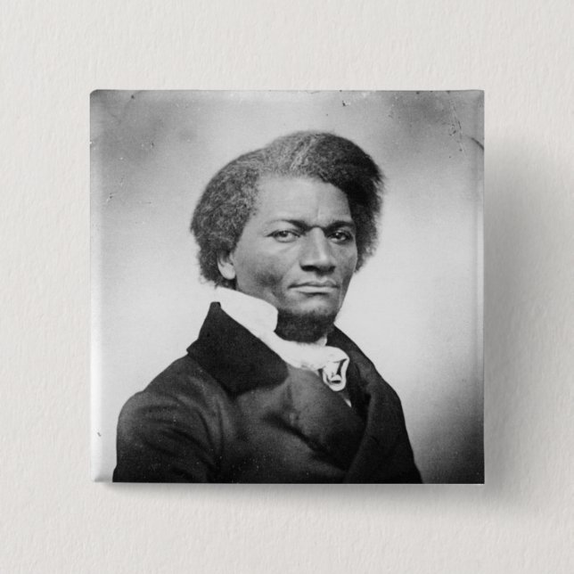 Badge Carré 5 Cm Portrait Frederick Douglass ~ 1847 (Devant)