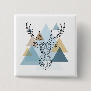 Badge Carré 5 Cm Portrait géométrique de cerfs communs