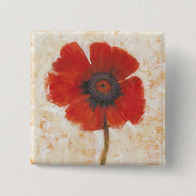 Badge Carré 5 Cm Portrait Red Poppy (Devant)