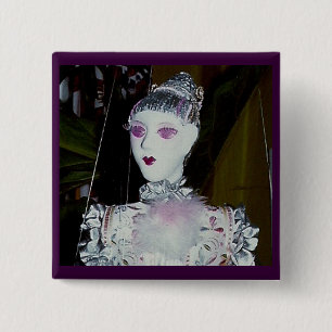 Badge Carré 5 Cm Portrait rose de fleur