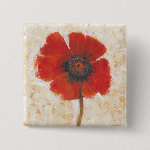 Badge Carré 5 Cm Portrait rouge de pavot
