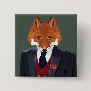 Badge Carré 5 Cm Portrait rusé