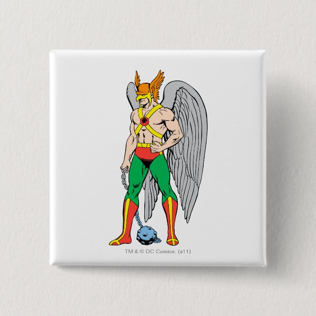 Badge Carré 5 Cm Pose de la Permanence d'Hawkman (Devant)
