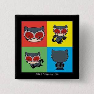 Badge Carré 5 Cm Poses de caractères de Chibi Catwoman