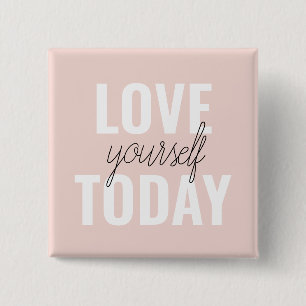 Badge Carré 5 Cm  Positive Love Yourself Today Pastel Pink Quote 