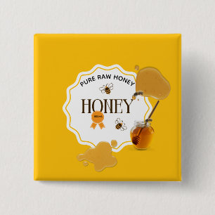 Badge Carré 5 Cm Pot de miel Abeille à miel Nid d'abeille Apiarium
