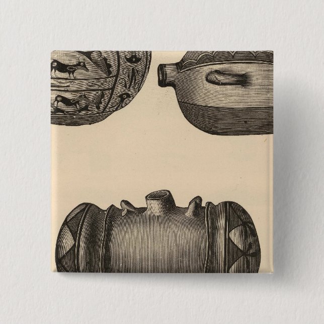 Badge Carré 5 Cm Poterie de Zuni (Devant)