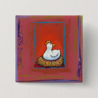 Badge Carré 5 Cm Poule d'art de poulet étendant la peinture colorée