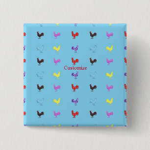 Badge Carré 5 Cm Poules de poulet Thunder_Cove